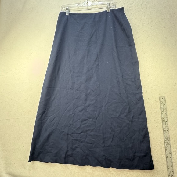 VINTAGE LRL Ralph Lauren Skirt Womens 14 Blue 100% Wool Career Made In USA USA - Picture 9 of 9